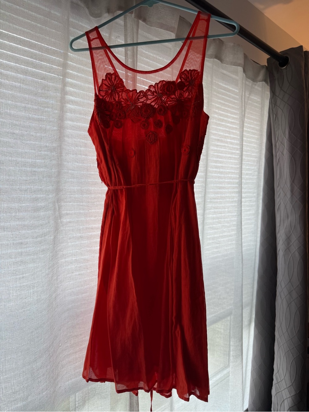 Meadow Rue Red Floral Lace Slip Chemise